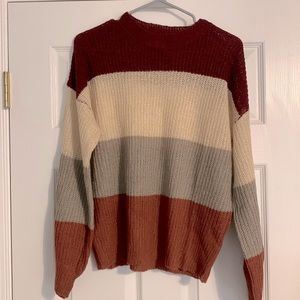 Pink Lily Color Block Sweater